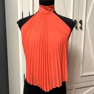 Vintage Y2K Pleated Halter Sleeveless Top Tangerine